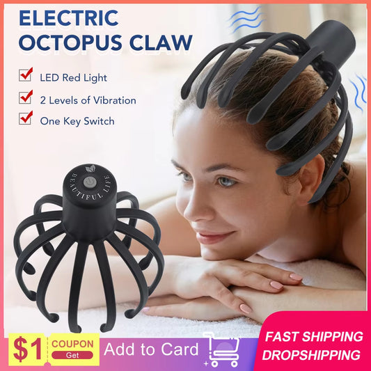 Electric Octopus Claw Scalp Massager Stress Relief Therapeutic Head Scratcher Relief Hair Stimulation Head Massager Health Care
