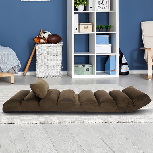 Fauteuil Relax Pliable Réglable Sur 5 Positions En Faux Daim Chaise De Sol Pour Salon Mobilier De Bureau Chambre Beige/Gris/Marron/Rouge