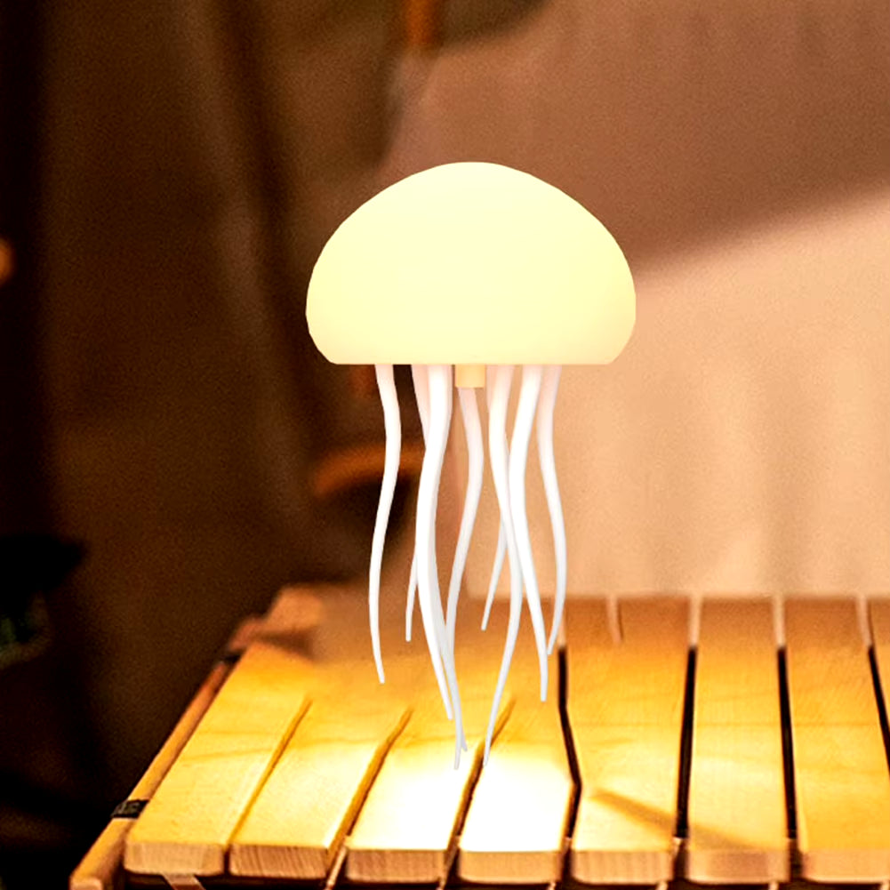 RGB Gradient Jellyfish Atmosphere Bedside Lamp Rechargeable Desk Lamp with Dancing Legs and Touch Sensor Voice Control